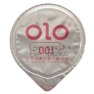 Ароматизированные ванилью ультратонкие презервативы с гиалуроновой кислотой OLO BLUE Indian God 1 штука