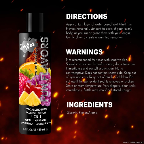 Оральний лубрикант що розігріває, на водній основі зі смаком мультифрукта Wet Fun Flavors 30 мл - 2
