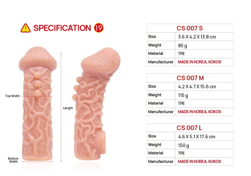 Насадка на член с отверстием для мошонки телесного цвета Kokos Cock Sleeve CS 007 размер L - 7