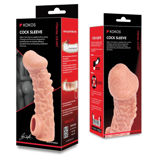 Насадка на член с отверстием для мошонки телесного цвета Kokos Cock Sleeve CS 007 размер L - 5