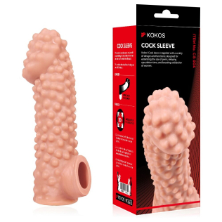 Насадка на член с отверстием для мошонки телесного цвета Kokos Cock Sleeve CS 004 размер L
