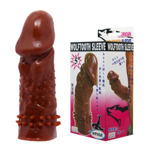 Нежная насадка на половой член с шипами коричневая