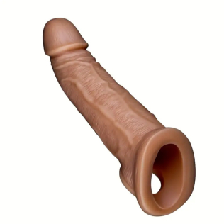 Реалистичная закрытая насадка на член коричневая Penile condom