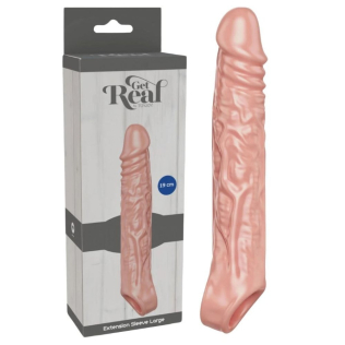 Удлиняющая реалистичная насадка на член с петлей на мошонку бежевая ToyJoy Get Real Extension Sleeve размер Large 