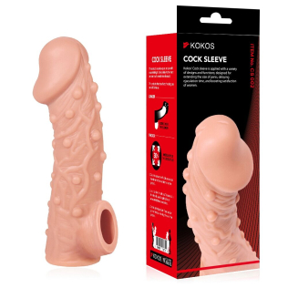 Насадка на член реалистичная с отверстием для мошонки телесного цвета Kokos Cock Sleeve CS 002 размер L