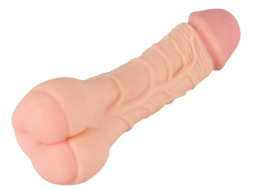 Насадка на член реалистичная Мастурбатор анус 2 в 1 телесного цвета Nature Skin Extension + Masturbator - 2