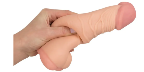 Насадка на член реалистичная Мастурбатор анус 2 в 1 телесного цвета Nature Skin Extension + Masturbator - 4