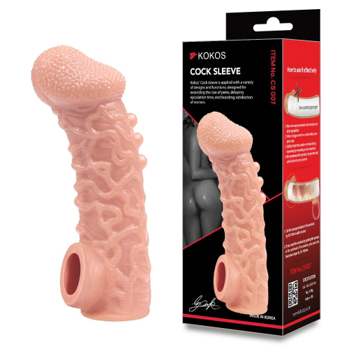 Насадка на член с отверстием для мошонки телесного цвета Kokos Cock Sleeve CS 007 размер L - 2