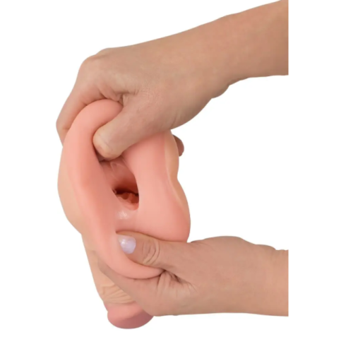 Насадка на член реалистичная Мастурбатор анус 2 в 1 телесного цвета Nature Skin Extension + Masturbator - 6