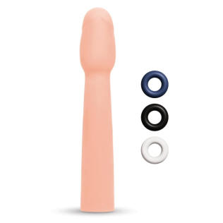 Насадка на член с 3 эрекционными кольцами в наборе бежевая Size-Up Penis Entender