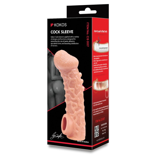 Насадка на член с отверстием для мошонки телесного цвета Kokos Cock Sleeve CS 007 размер L - 6