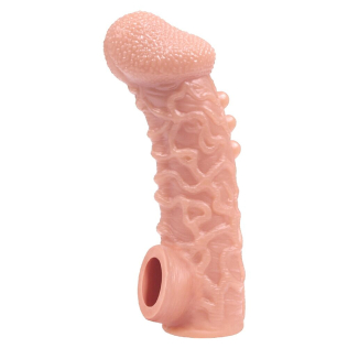 Насадка на член с отверстием для мошонки телесного цвета Kokos Cock Sleeve CS 007 размер L