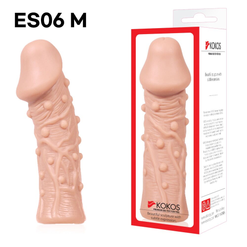 Насадка на член с пупырышками телесного цвета Kokos Extreme Sleeve ES.06 размер M - 4