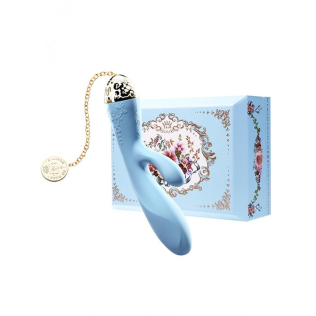 Вібромасажер-кролик з функцією управління зі смартфона блакитного кольору ZALO Rosalie